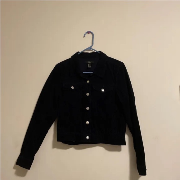 Forever 21 Navy Blue Corduroy Cropped Jacket - Picture 1 of 4